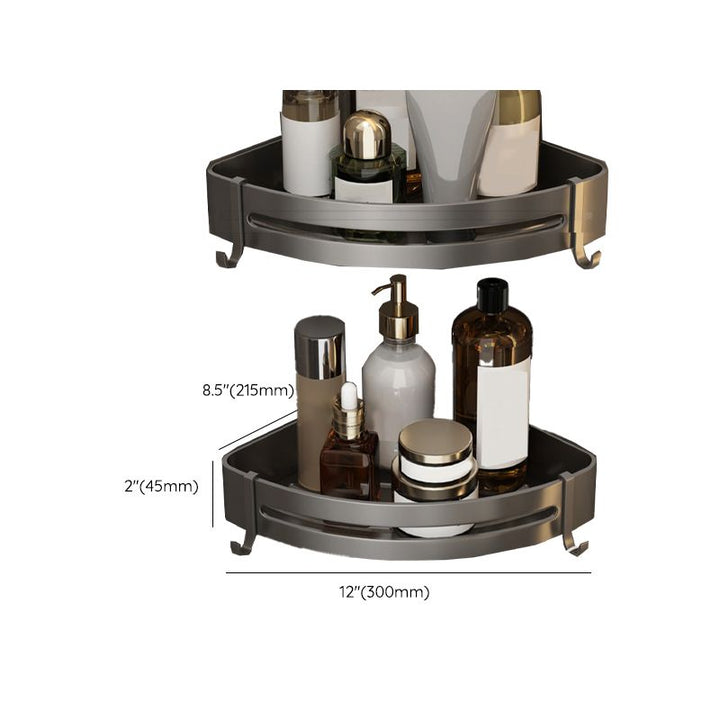 Lisslune | Gray contemporary bathroom accessory set Bathroom shelf/towel holder & bathrobe hook incl.