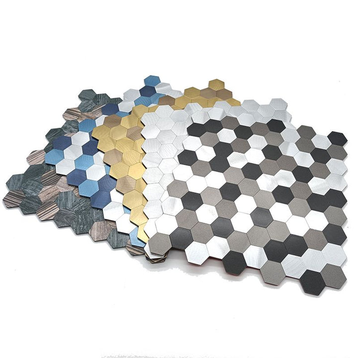 Lisslune | Modern Tile-Peel & Stick Metal Mosaic Tile Hexagon Peel & Stick Subway Tile