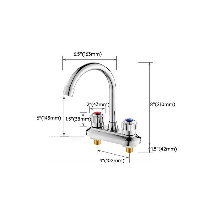 Lisslune | Modern Center Set Faucet Chrome 2 Handle Swivel Spout Sink Faucet