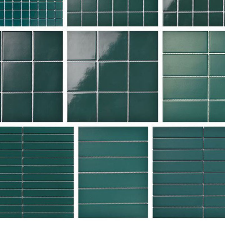 Lisslune | Square Mosaic Peel & Stick Tile in Green Water-resistant Mosaic Tile