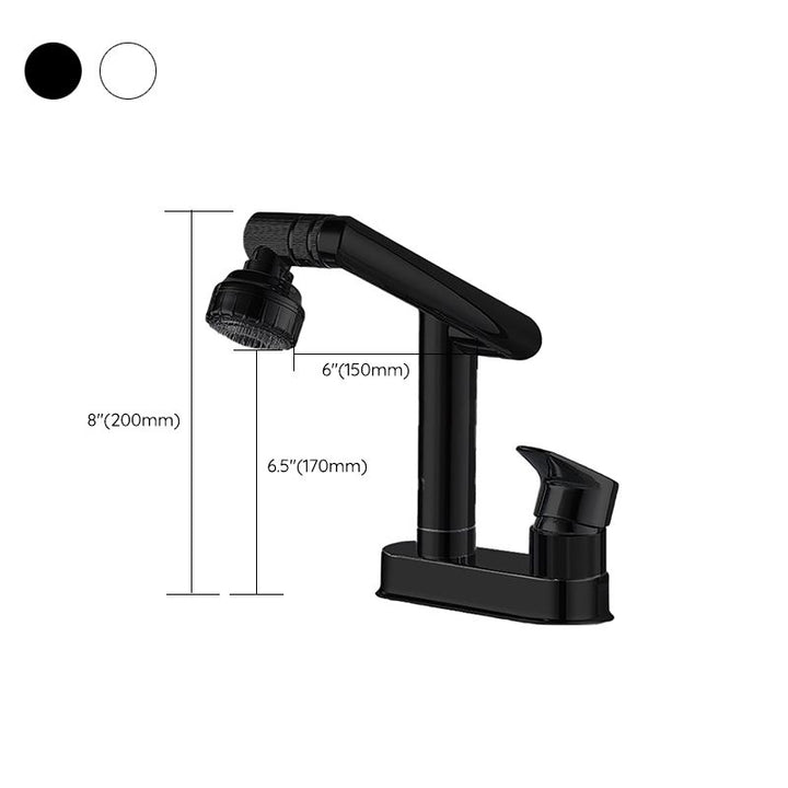Lisslune | Modern Style Sink Faucet Copper Handle Low Arch Pull-out Sink Faucet
