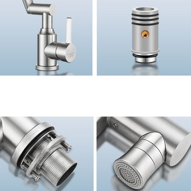 Lisslune | Swivel spout vessel sink faucet stainless steel lever handle sink faucet with water hose