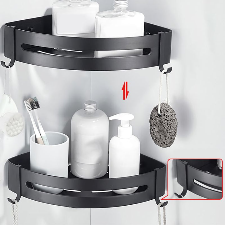 Lisslune | Modern Classic Bathroom Hardware Set Matte Black Bathrobe/Towel Rack & Bathroom Shelf