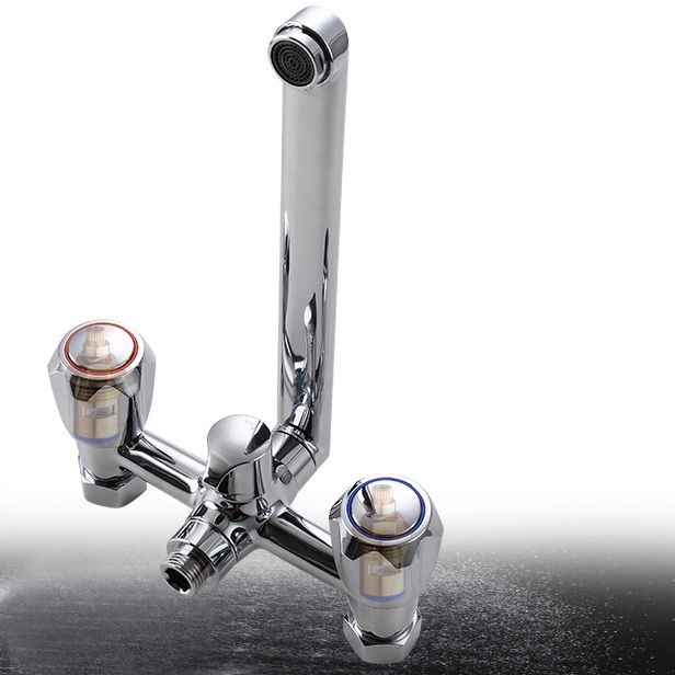 Lisslune | Contemporary Bathtub Faucet Trim Chrome Wall-Mounted Swivel Spout with Hand Shower