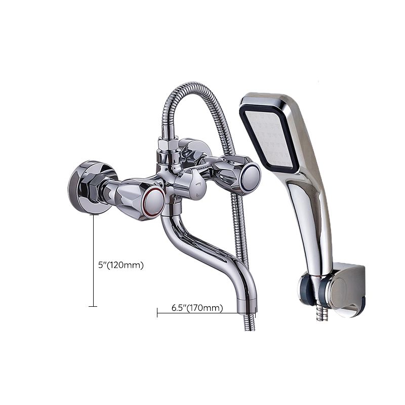 Lisslune | Chrome Bathroom Faucet Trim Wall-mounted Swing Faucet with Hand Shower
