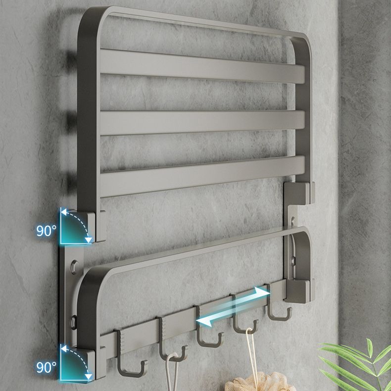 Lisslune | Modern Gray Bathroom Accessories Set Aluminum Stainless Steel Bathroom Shelf/Towel Hooks/Towel Bar