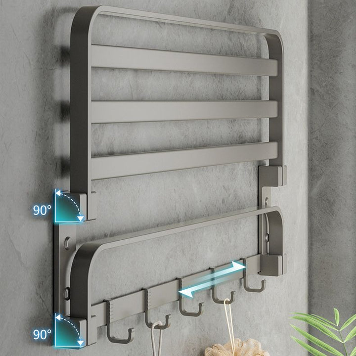 Lisslune | Modern Gray Bathroom Accessories Set Aluminum Stainless Steel Bathroom Shelf/Towel Hooks/Towel Bar