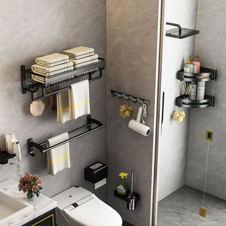 Lisslune | Modern black metal bathroom hardware set towel bar bathroom hardware set
