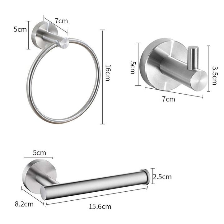 Lisslune | Stainless Steel Bathroom Set 3-piece Modern Style Simple Bathroom Accessory Set