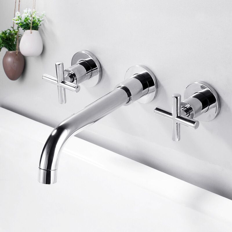 Lisslune | 3 holes faucet 2 cross handle wall-mounted faucet for the bathroom