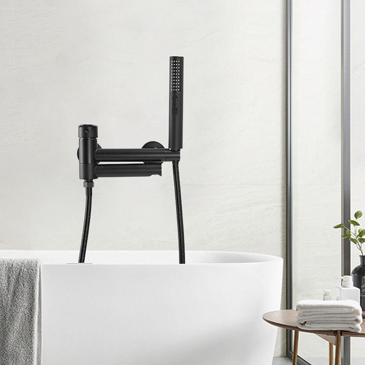 Lisslune | Modern Bath Rim Piece Single Handle Wall Mounted Bathtub Faucet with Hand Shower