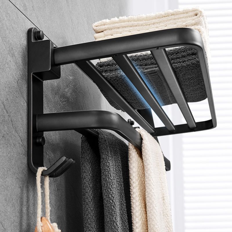 Lisslune | Matt Black 5-piece Modern Bathroom Accessory Set with Shelf/Tower Bar & Paper Holder
