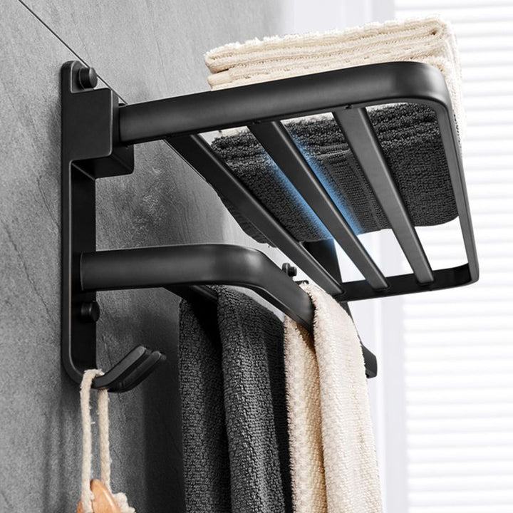 Lisslune | Matt Black 5-piece Modern Bathroom Accessory Set with Shelf/Tower Bar & Paper Holder