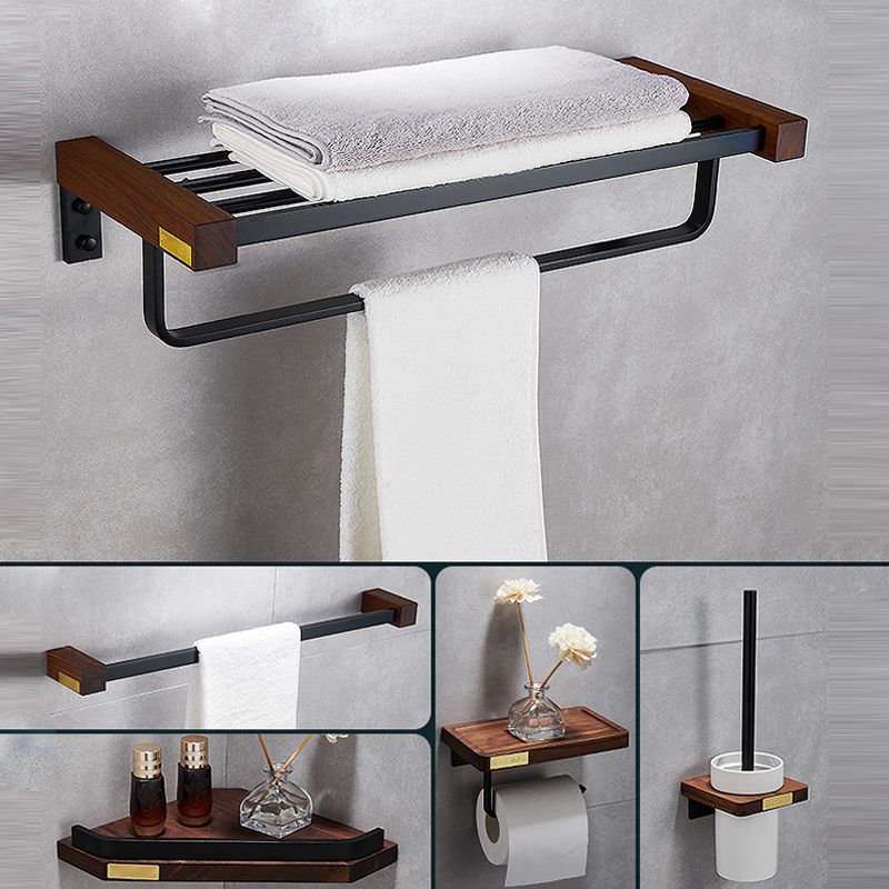 Lisslune | Metal Bathroom Accessories Set Walnut Brown Bathroom Accessories Set