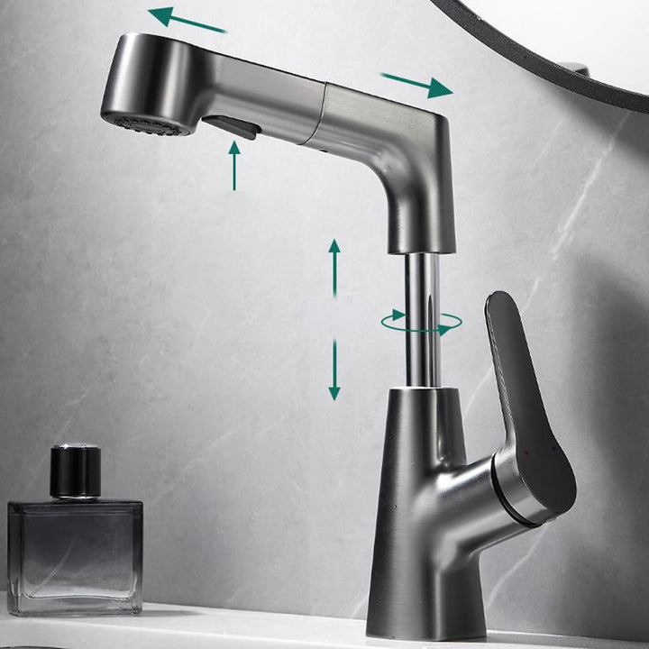 Lisslune | Extendable Vessel Water Tap Modern Sink Faucet with a Lever Handle