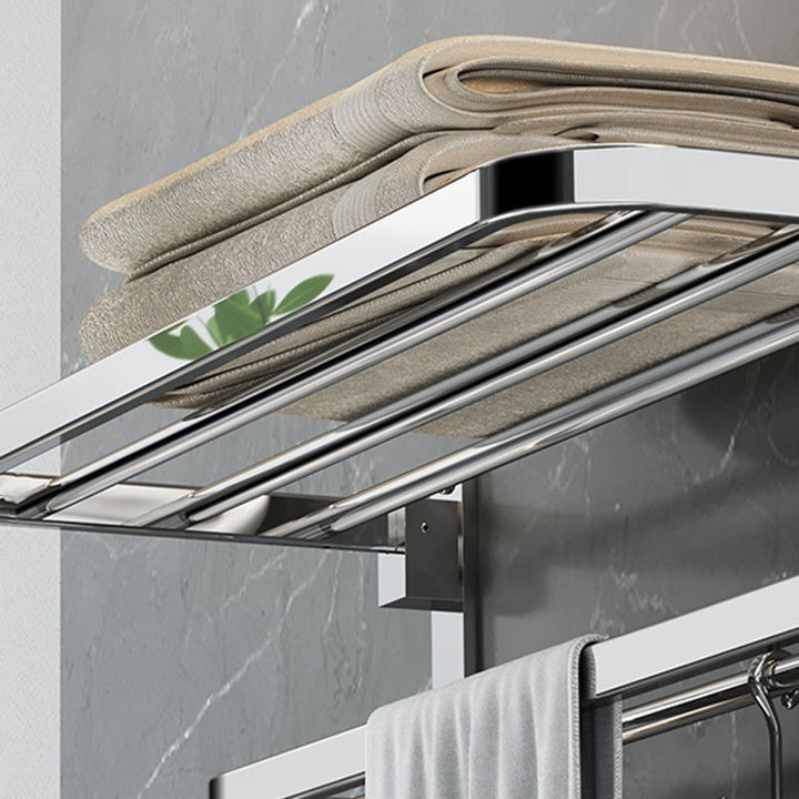 Lisslune | Polished Chrome Modern Bathroom Accessory Set in Stainless Steel with Bath Shelf/Towel Rail