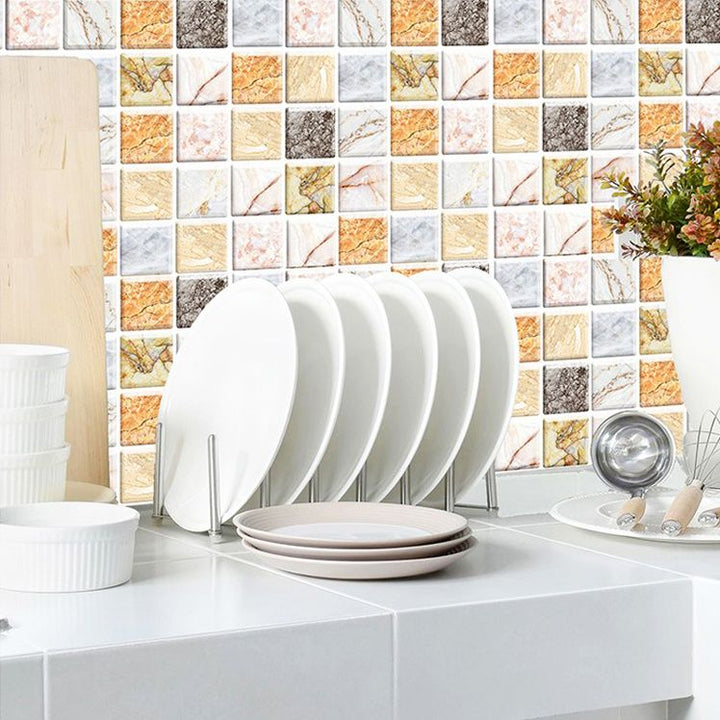 Lisslune | Square Peel and Stick Tile Mosaic Waterproof PVC Peel & Stick Tile for Shower 5-Pack
