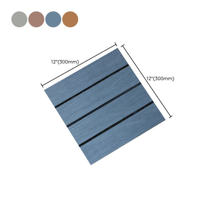 Lisslune | 12" X 12" 4-Slat Square PVC Floor Tiles With Interlocking Installation Floor Plates Tiles