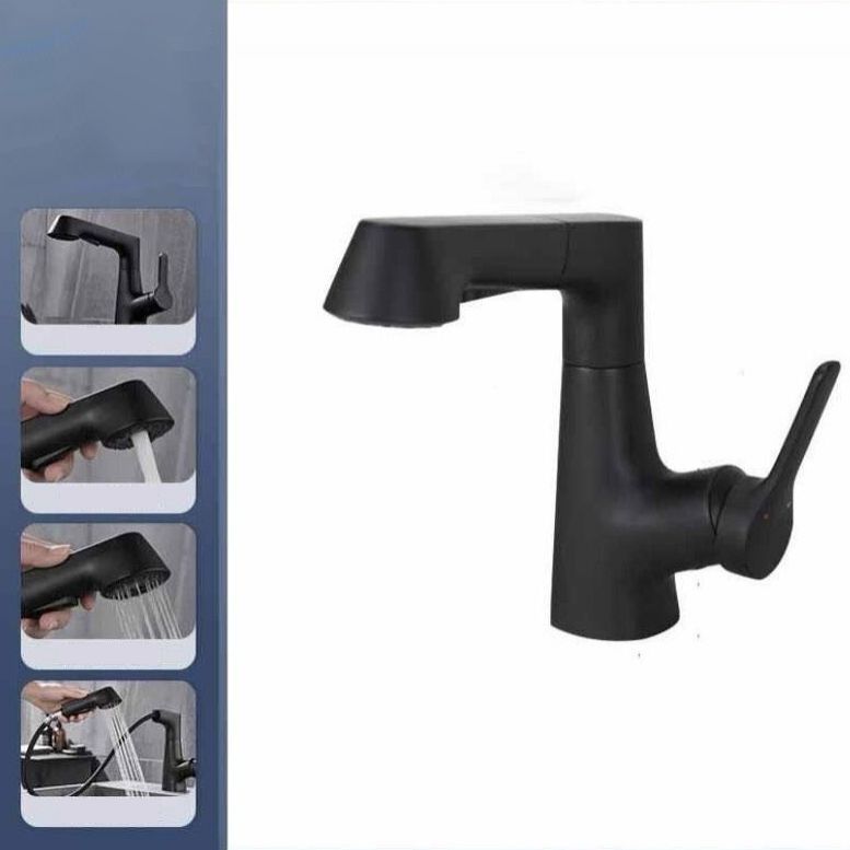 Lisslune | Modern Vessel Sink Faucet Copper Single Handle Pull Down Low Arc Vessel Faucet
