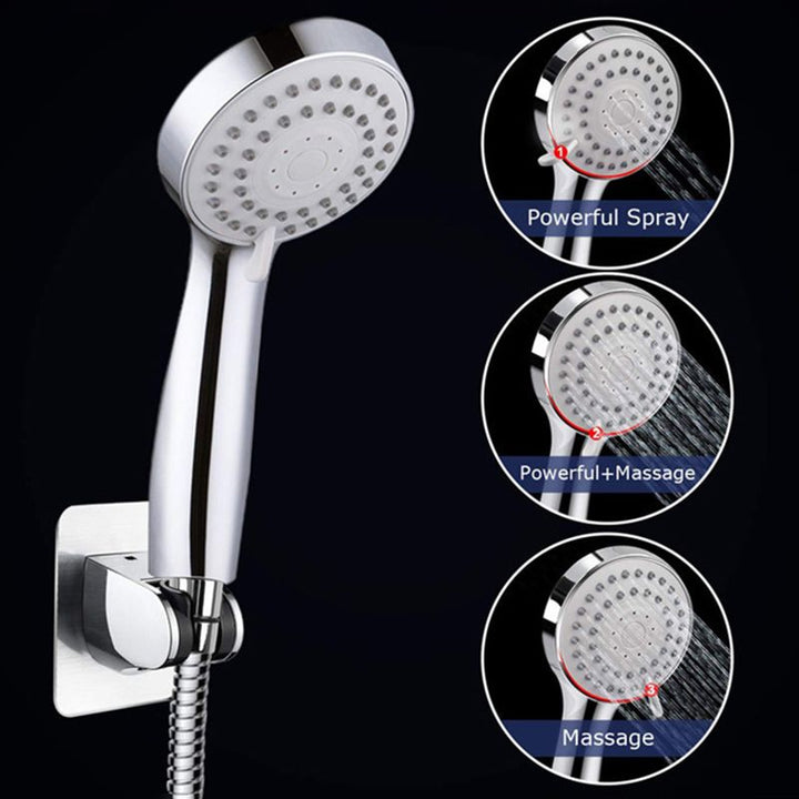 Lisslune | Contemporary Shower Combination Double Shower Head Chrome Wall Mount Round Shower Head