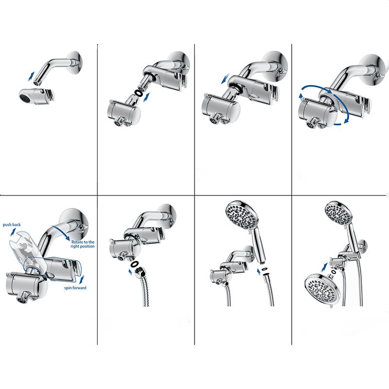 Lisslune | Contemporary Shower Combination Adjustable Shower Head Chrome Ceiling Mounted Round Shower Head
