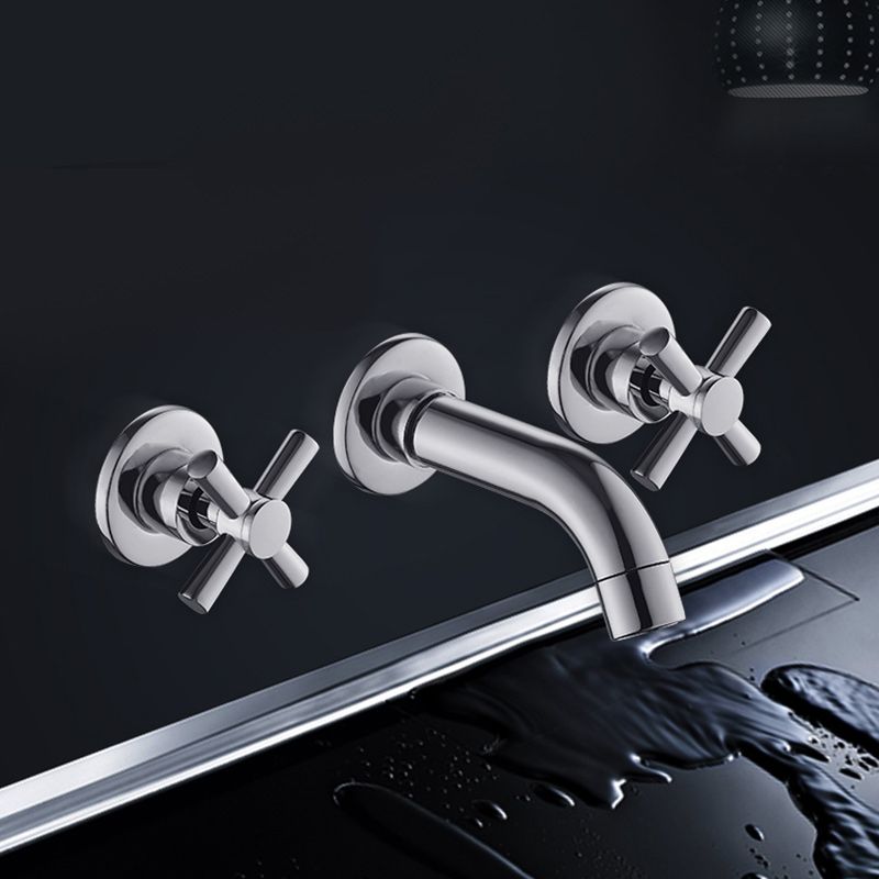 Lisslune | Modern Cross Handle Faucet Monochrome Wall Mounted Bathroom Faucet