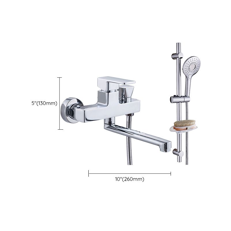 Lisslune | Chrome polished bathroom faucet wall-mounted with swivel spout and hand shower