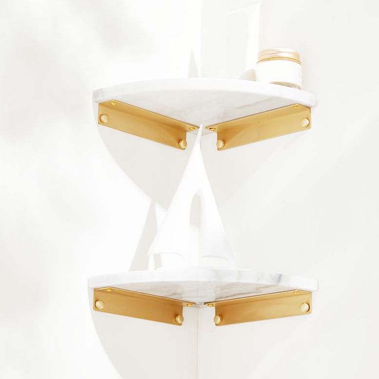 Lisslune | 2-piece marble bathroom shelf brass bathroom accessory set in white/green