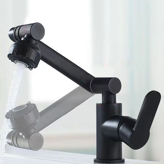 Lisslune | Modern sink faucet stainless steel lever handles swivel spout sink faucet