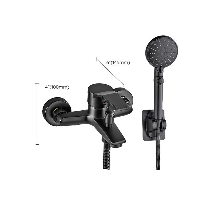Lisslune | Wall-mounted fixed bathtub faucet lever handle with hand shower