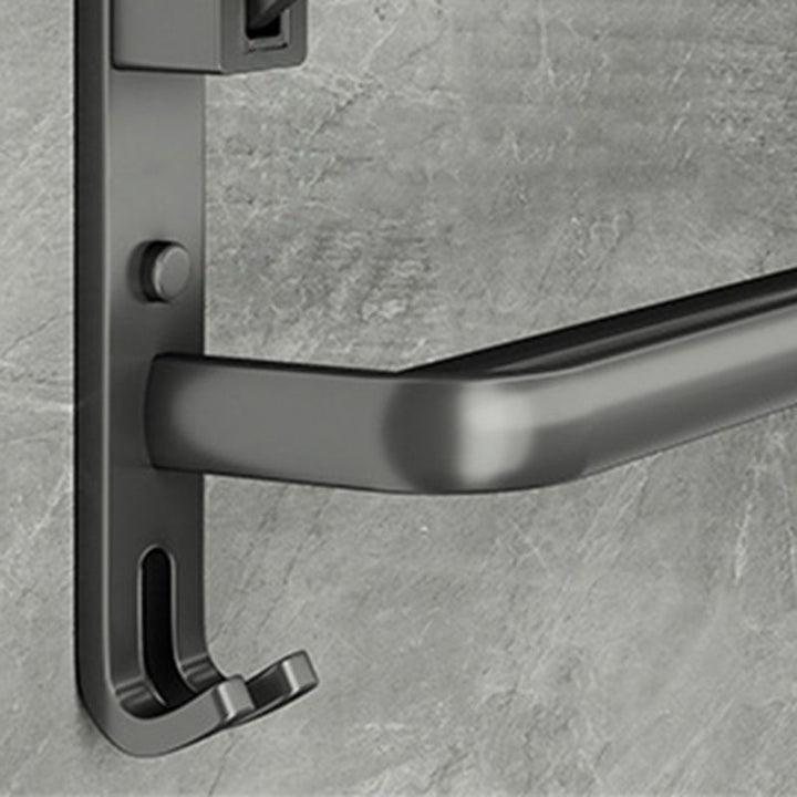 Lisslune | Contemporary Bathroom Accessory Set Gray Aluminum Bathroom Shelf/Towel Holder/Bathtub Hook