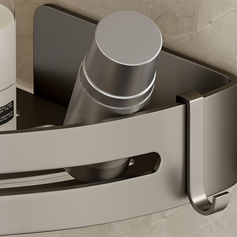 Lisslune | Contemporary Aluminum Bathroom Accessory Set Gray Bath Shelf