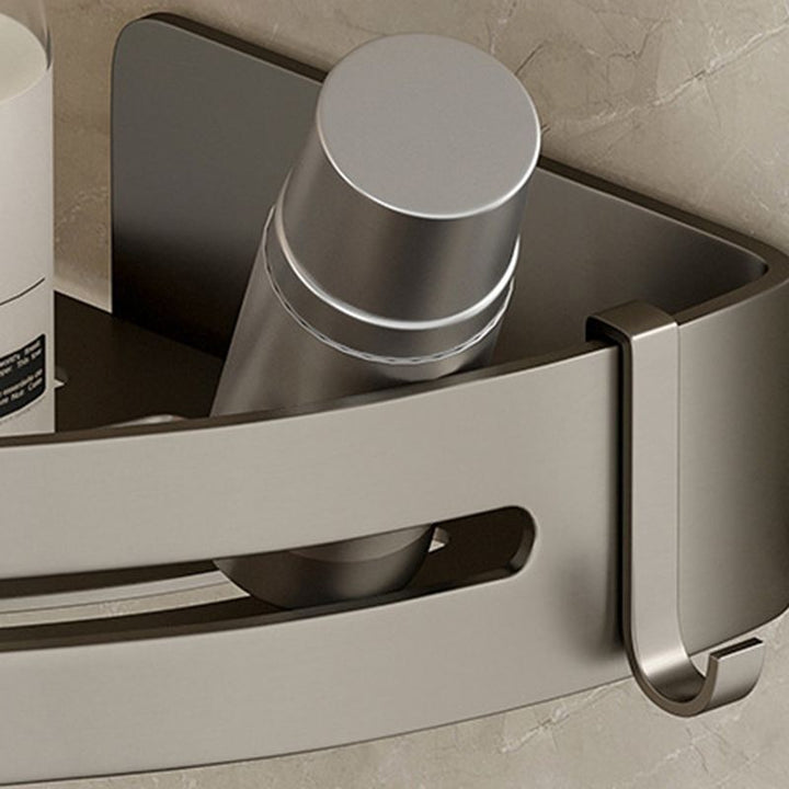 Lisslune | Contemporary Aluminum Bathroom Accessory Set Gray Bath Shelf