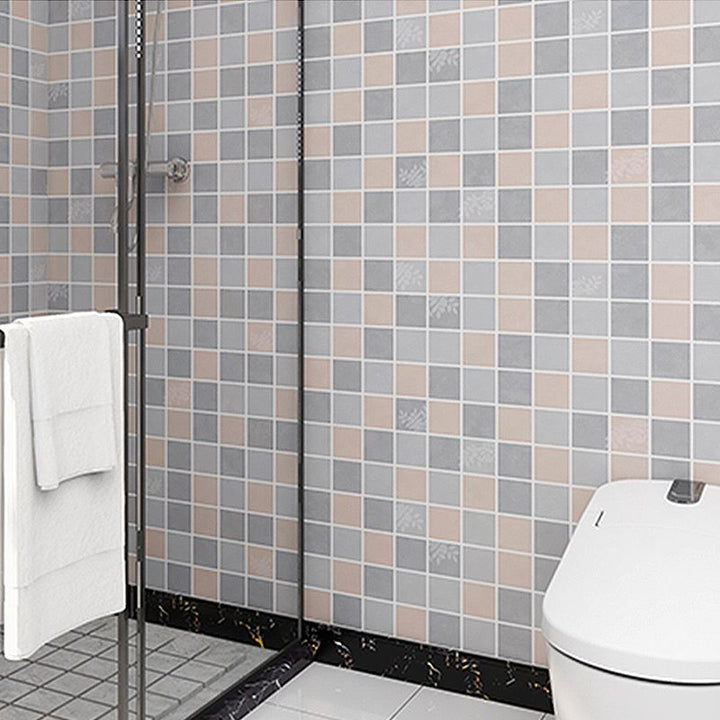 Lisslune | Grid Mosaic Peel & Stick Tiles Scratch-resistant Wallpaper for Bathroom Back Wall