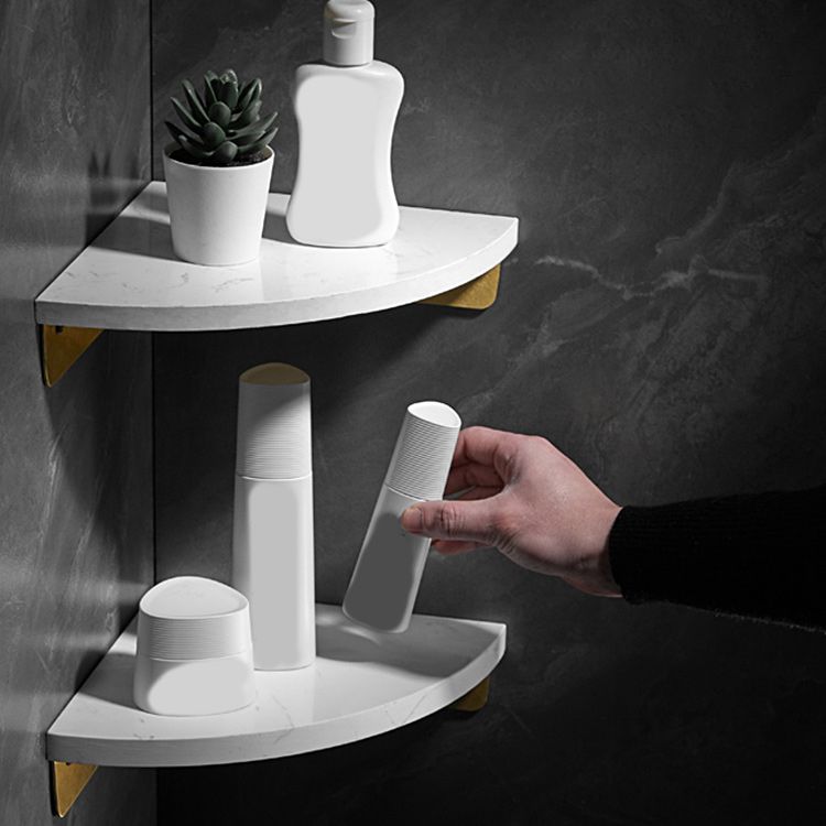Lisslune | Marble 2-piece Bathroom Accessory Set Brushed Metal Bathroom Shelf