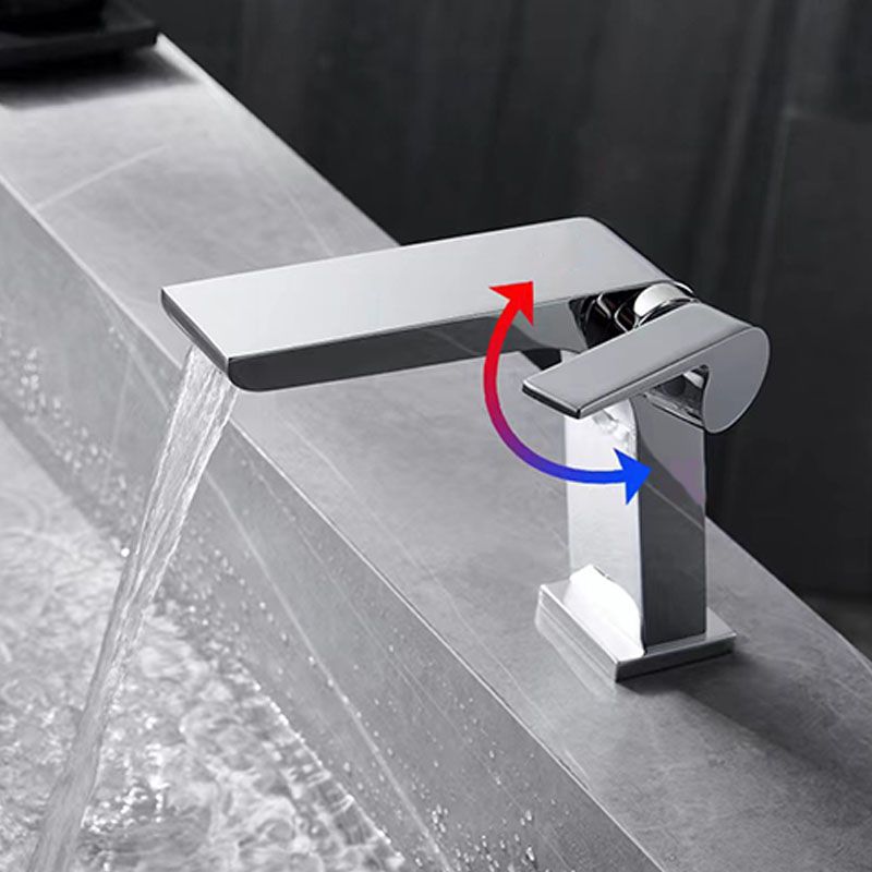 Lisslune | Modern Faucet Brass Lever Waterfall Spout Sink Faucet
