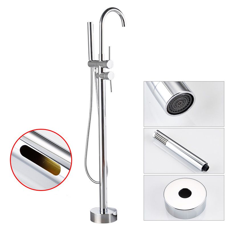 Lisslune | Floor Metal Freestanding Bathtub Faucet Swivel Copper Freestanding Faucet