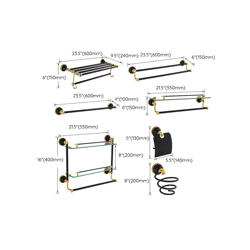 Lisslune | Traditional Bathroom Accessories Set Towel Bar Bathroom Shelf Black Bathroom Accessories Set