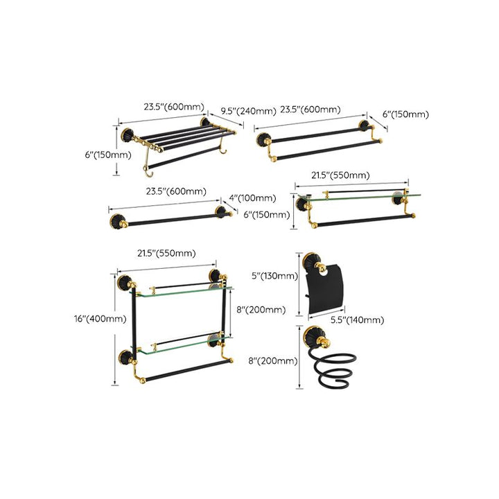 Lisslune | Traditional Bathroom Accessories Set Towel Bar Bathroom Shelf Black Bathroom Accessories Set