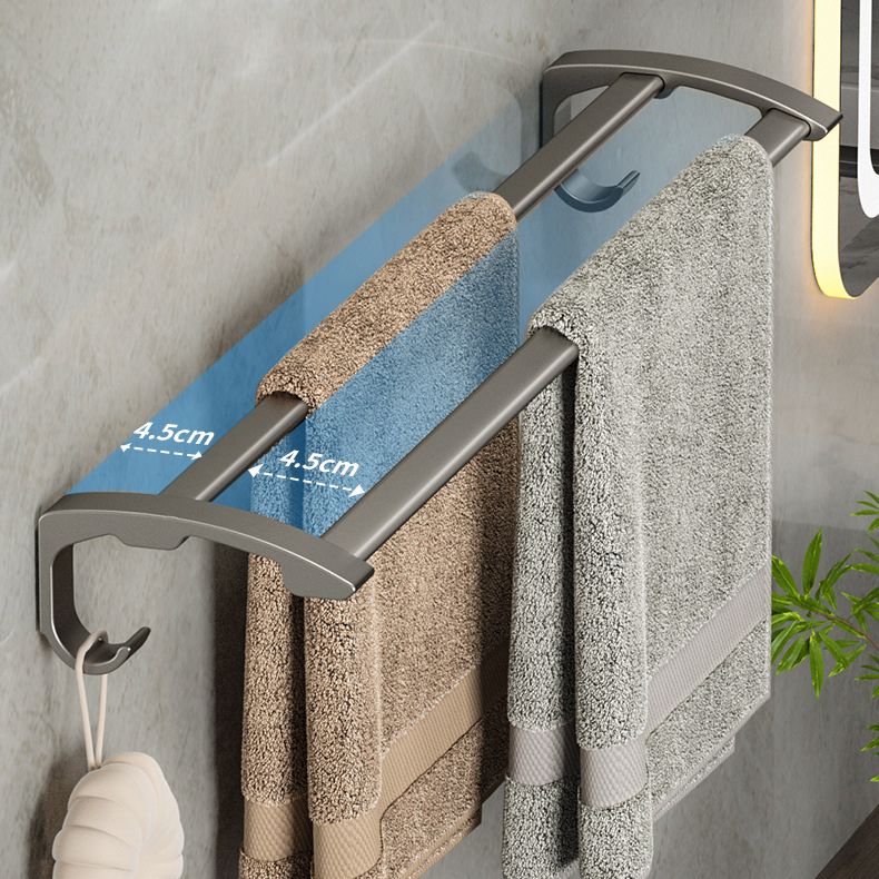 Lisslune | Modern Gray Bathroom Accessory Set Aluminum Stainless Steel Bathroom Shelf/Towel Hooks/Towel Bar