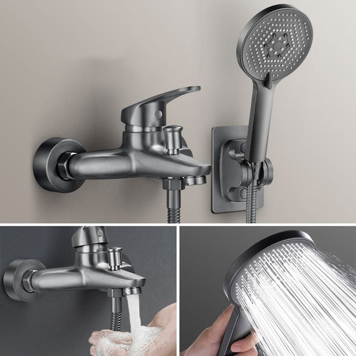 Lisslune | Solid Bathtub Faucet Handheld Shower Hose Lever Handle Wall-Mounted 2 Holes Bathtub Fill Valve