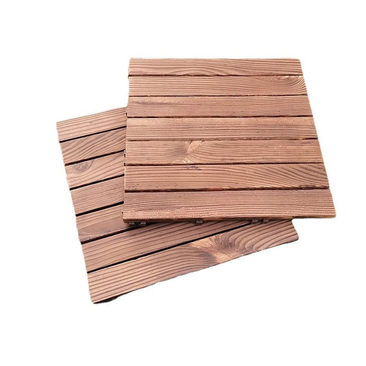 Lisslune | 7-Slat Square Wood Floor Tiles Click Installation Outdoor Floor Tiles
