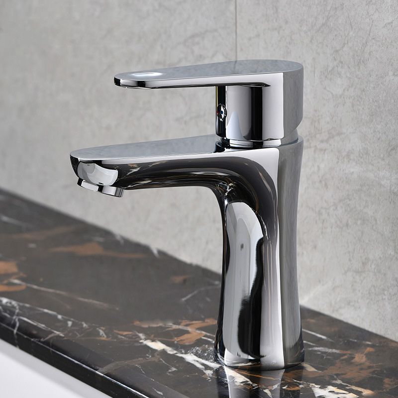 Lisslune | Basic Metal Washbasin Faucet Silver Bathroom Faucet with Lever Handle