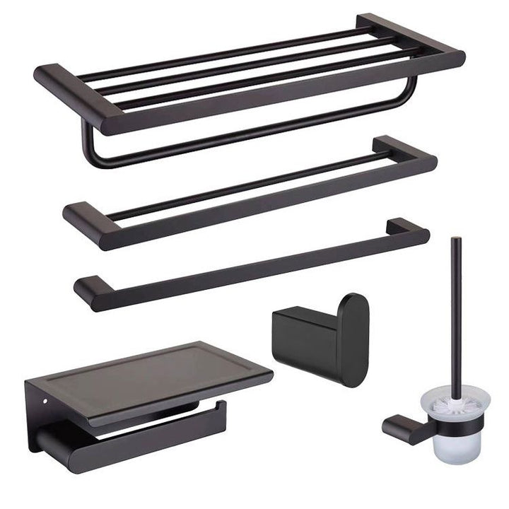 Lisslune | 5-piece modern bathroom accessory set made of stainless steel with towel rail/robe hooks/toilet paper holder