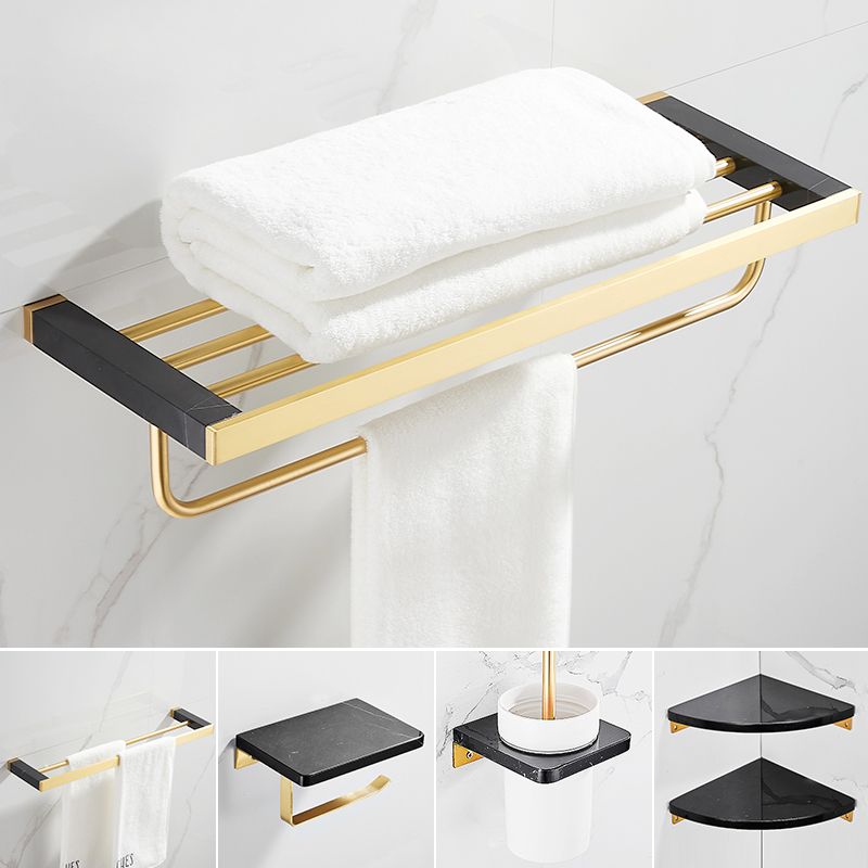 Lisslune | Metal and Marble Bathroom Minimalist Accessory as a Single Item or in a Set in Gold