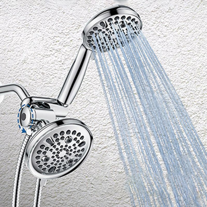 Lisslune | Contemporary Shower Combination Adjustable Shower Head Chrome Ceiling Mounted Round Shower Head