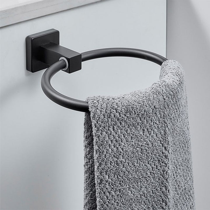Lisslune | Traditional Bathroom Accessories Set Black Towel Ring Bathroom Shelf Bathroom Accessories Set