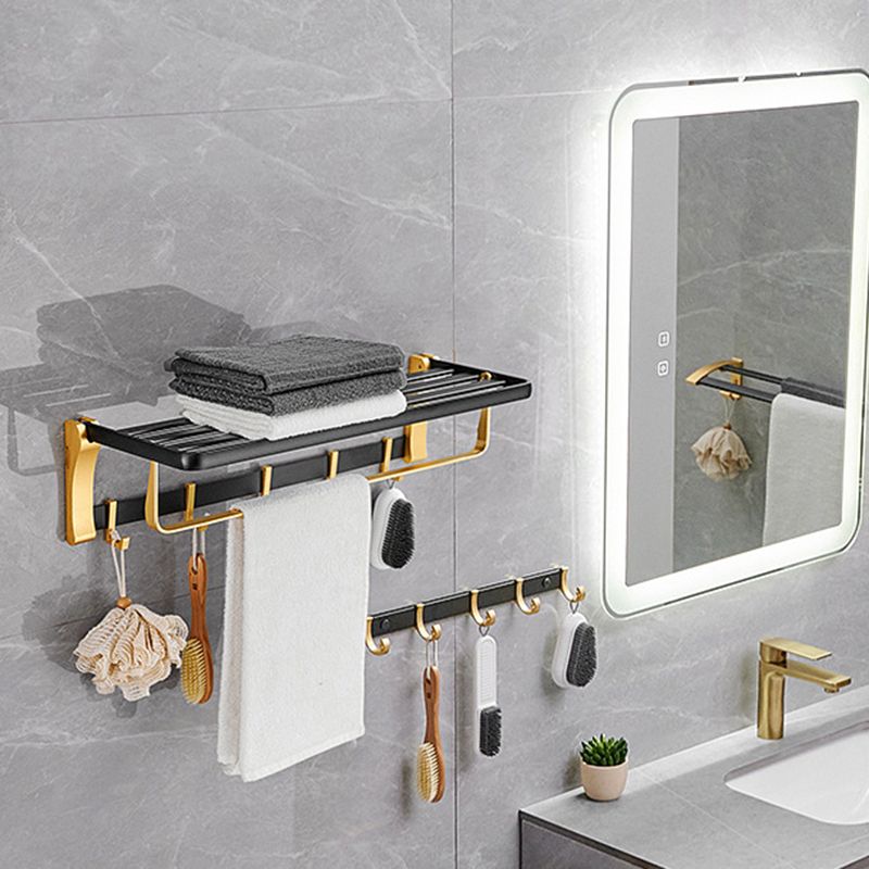 Lisslune | Contemporary Bathroom Accessory Set Black & Golden Bath Shelf/Towel Bar