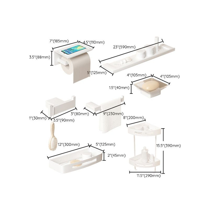 Lisslune | Modern White Bathroom Accessory Set Stainless Steel Bath Hardware Set