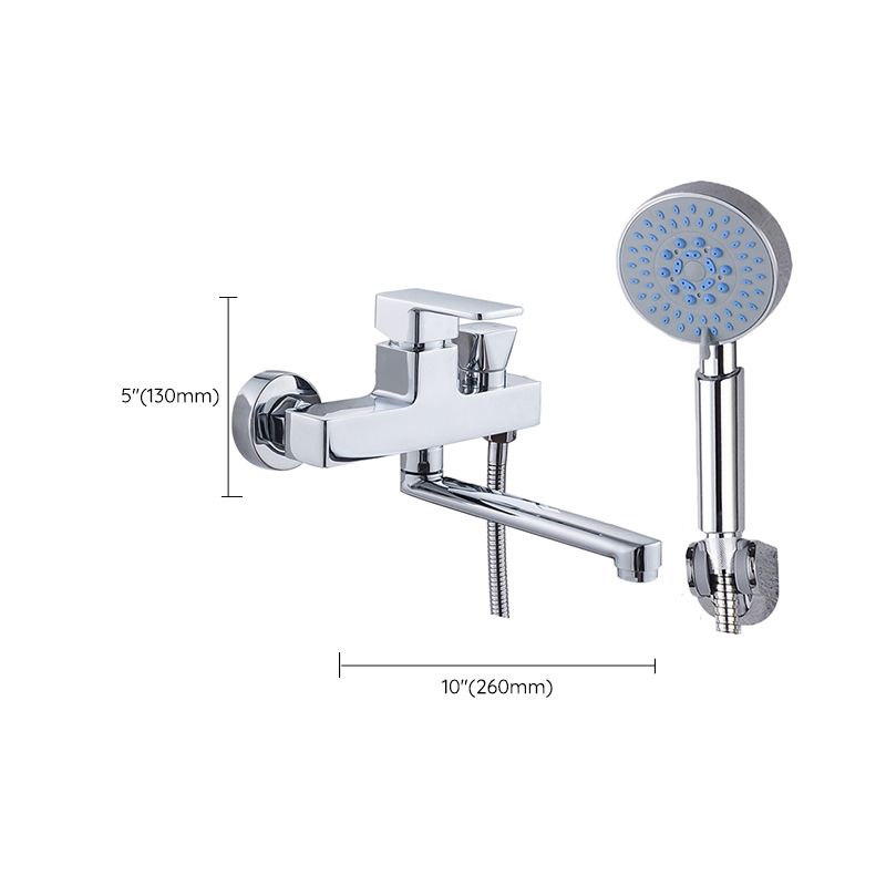 Lisslune | Chrome polished bathroom faucet wall-mounted with swivel spout and hand shower